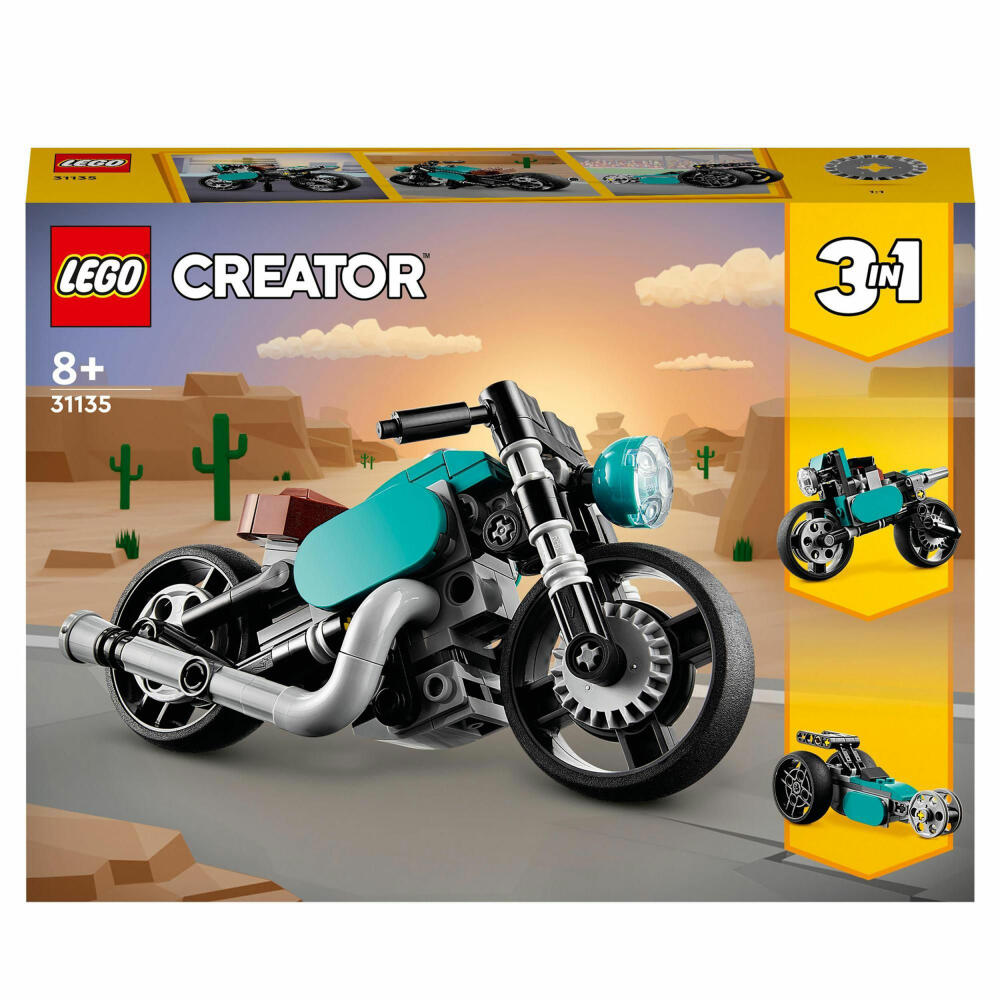 LEGO Creator Oldtimer Motorrad, 128-tlg., 3 in 1 Set, Bausteine, Konstruktionsspielzeug, ab 8 Jahre, 31135