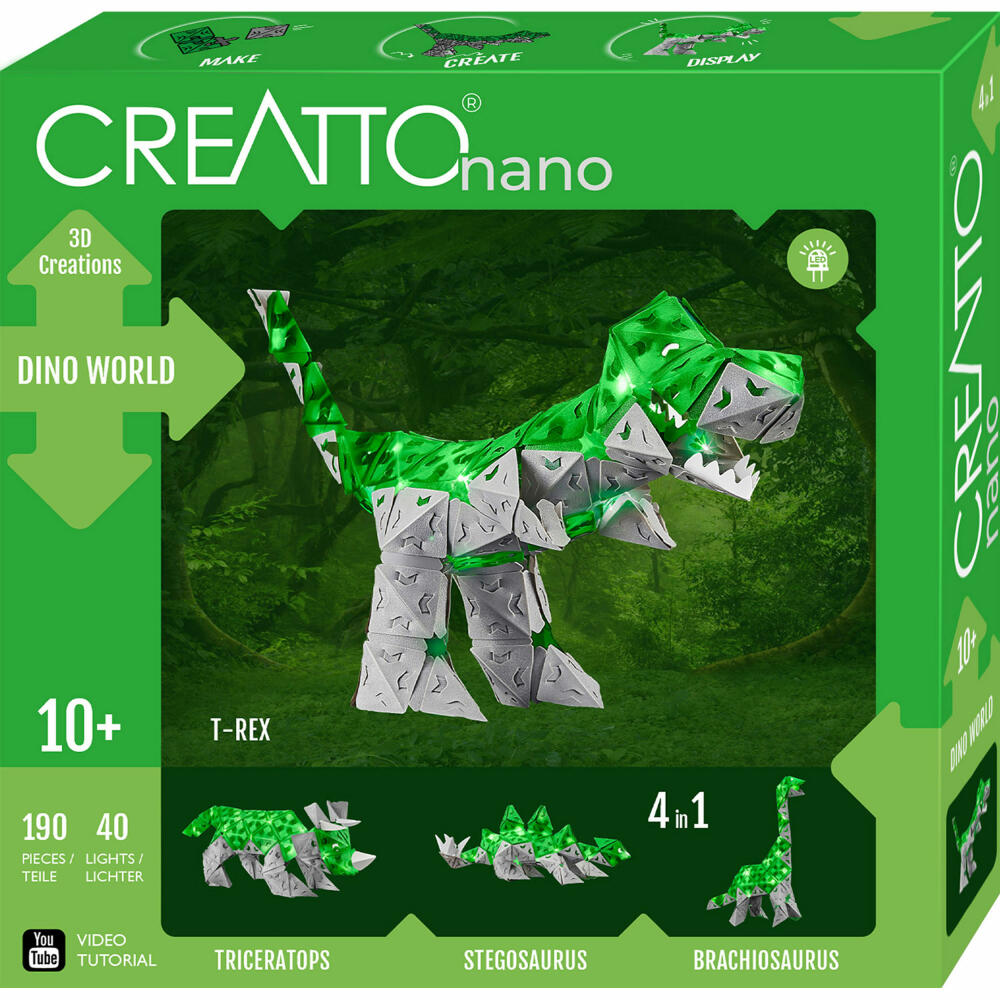 KOSMOS Creatto Dinosaurier / Dino World, Bastelset, 3D-Puzzle, Nachtlicht, Leuchtfigur, Dekoration, Puzzle, 3812