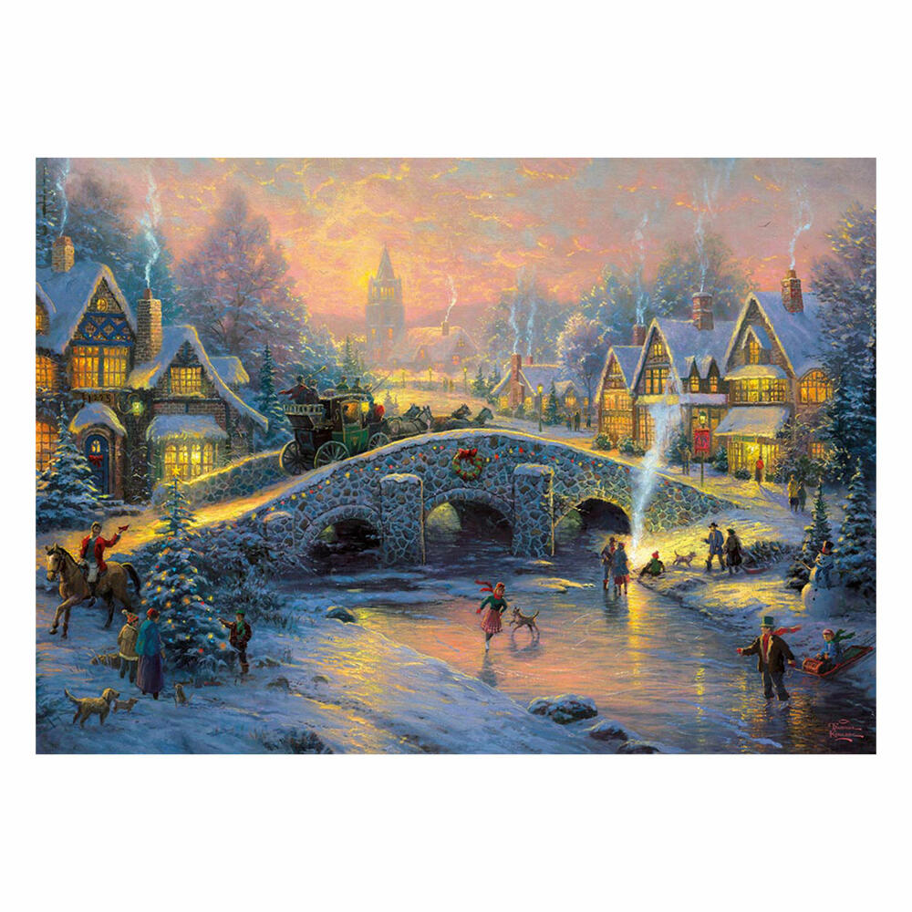 Schmidt Spiele Winterliches Dorf, Puzzle, Erwachsenenpuzzle, Thomas Kinkade, 1000 Teile, 58450