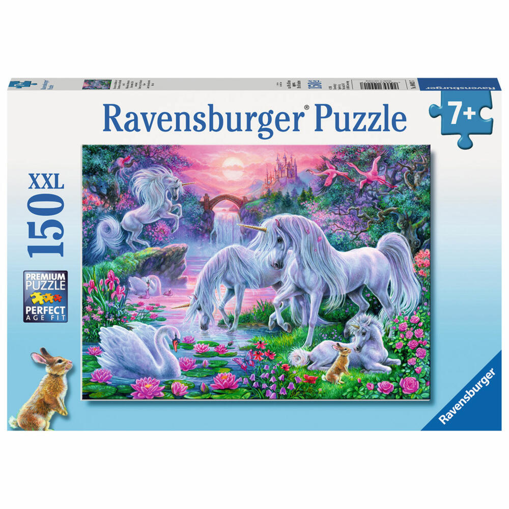 Ravensburger Puzzle Einhörner Im Abendrot, Kinderpuzzle, Legespiel, Kinder Spiel, Puzzlespiel, 150 Teile XXL, 10021 7