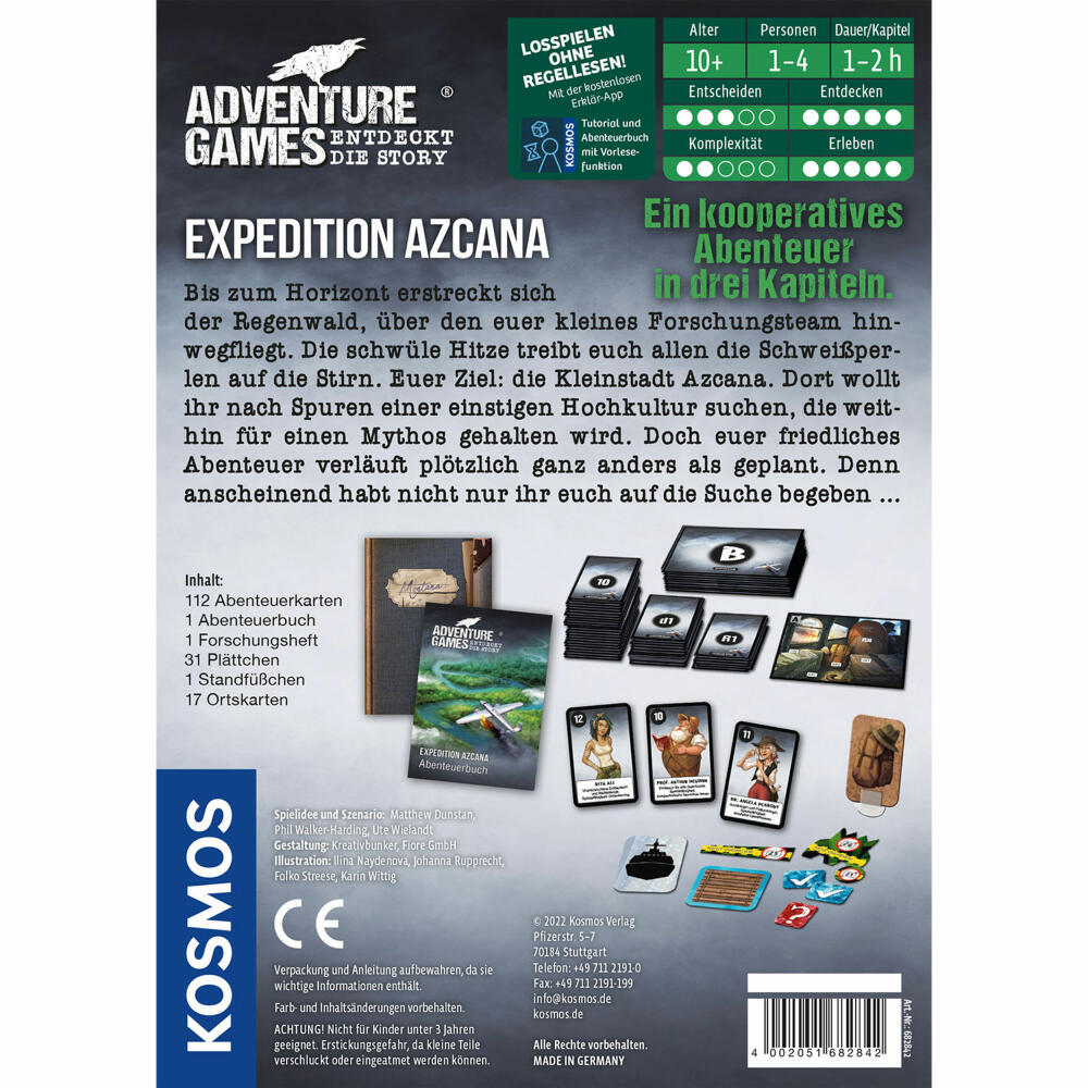 KOSMOS Adventure Games - Expedition Azcana, Kooperatives Abenteuerspiel, Rätsel, Gesellschaftsspiel, 682842