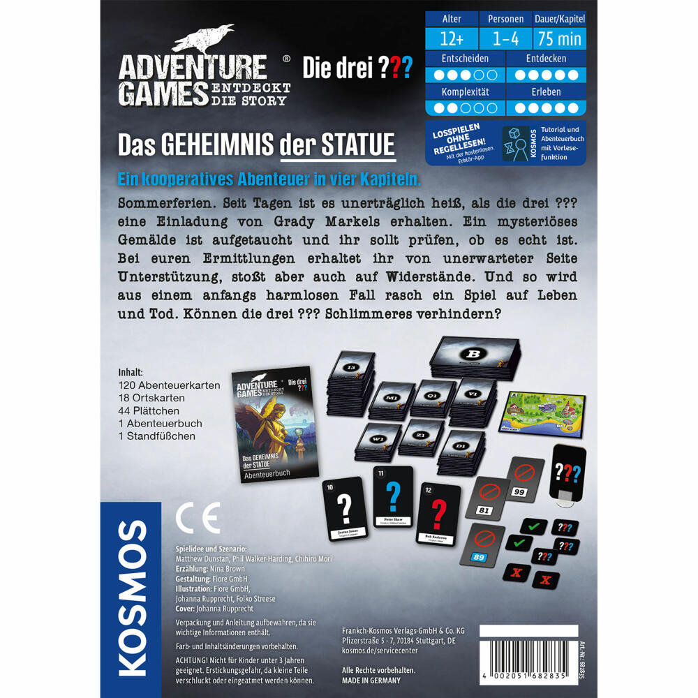 KOSMOS Adventure Games - Die Drei ??? Das Geheimnis der Statue, Kooperatives Abenteuerspiel, Rätsel, Gesellschaftsspiel, 682835