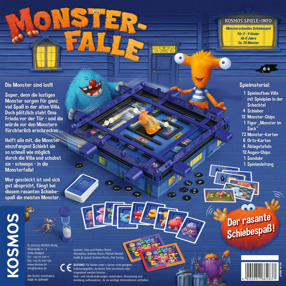 KOSMOS Monsterfalle, Brettspiel, Kinderspiel, Schiebespiel, Kinder Spiel, ab 6 Jahren, 682637