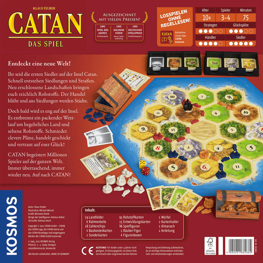 KOSMOS Catan - Das Spiel, Strategiespiel, Abenteuerspiel, Gesellschaftsspiel, Familienspiel, Brettspiel, 682682