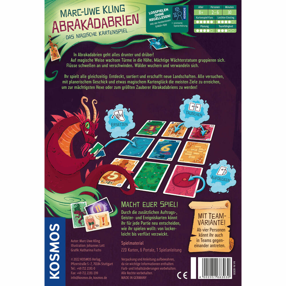 KOSMOS Abrakadabrien, Kartenspiel, Familienspiel, Gesellschaftsspiel, ab 8 Jahren, 683030