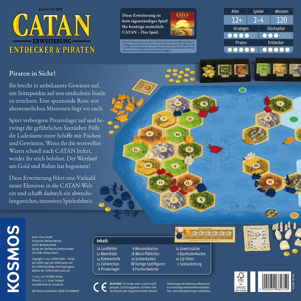 KOSMOS Catan - Erweiterung Entdecker & Piraten, 2 - 4 Spieler, Strategiespiel, Gesellschaftsspiel, 682750