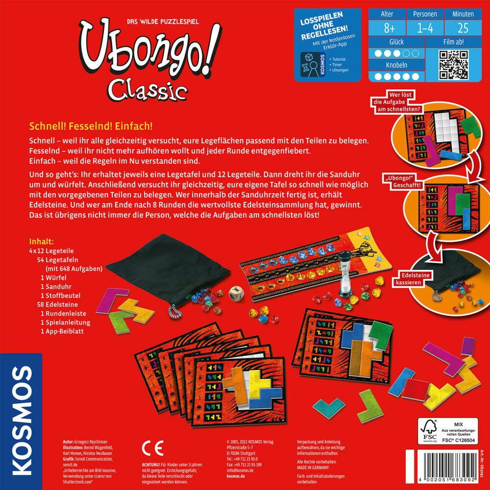 KOSMOS Ubongo! Classic, Das wilde Puzzlespiel, Legespiel, Gesellschaftsspiel, Familienspiel, 683092
