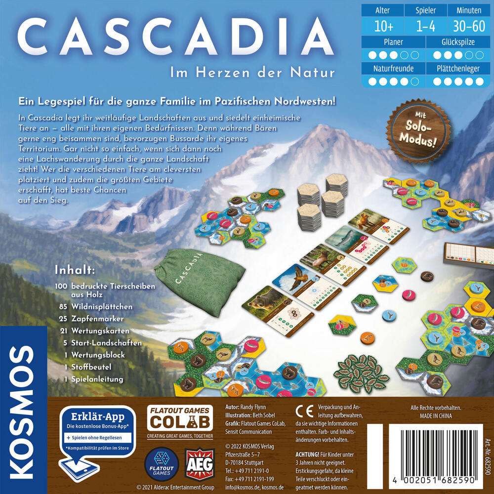 KOSMOS Cascadia - Im Herzen der Natur, Familienspiel, Legespiel, Spiel des Jahres 2022, ab 10 Jahren, 682590