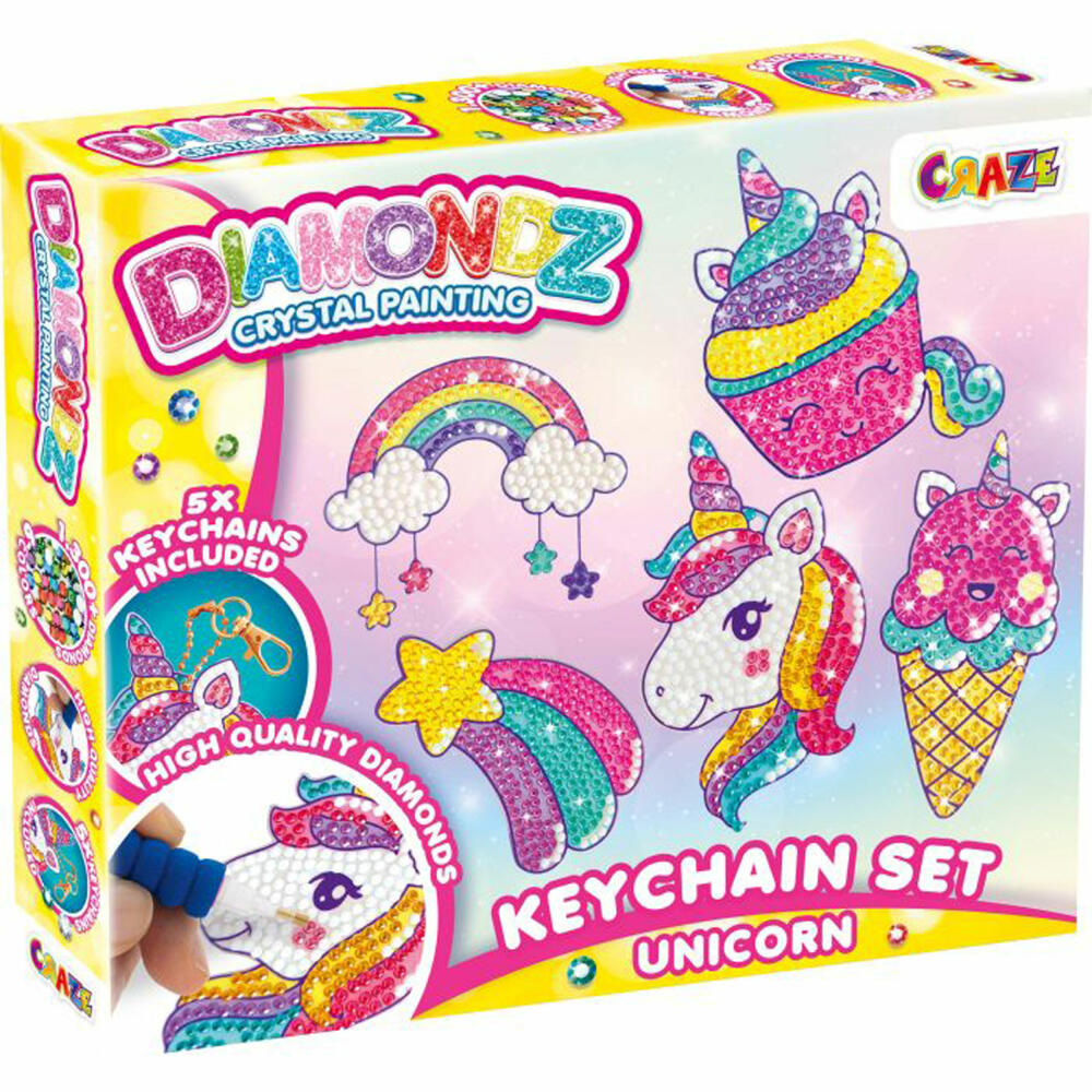 Craze DIAMOND PAINTING Keychain Unicorn, Kreativset, Bastelset, Schlüsselanhänger, 47323