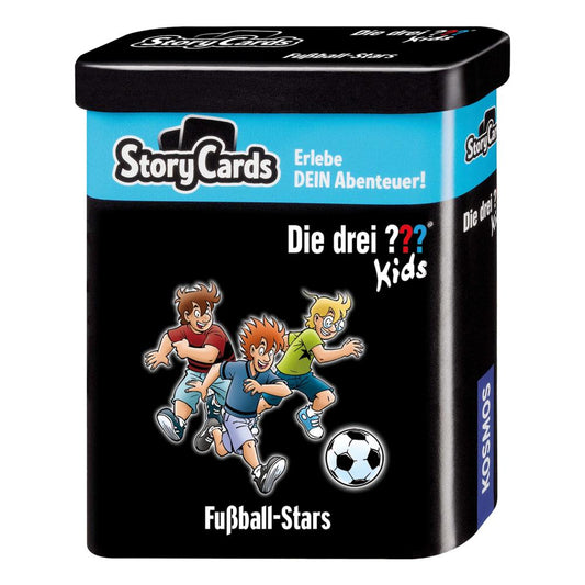 KOSMOS Story Cards - Die Drei ??? Kids Fussball-Stars Abenteuerspiel, Kartenspiel, mit Metalldose, 688622