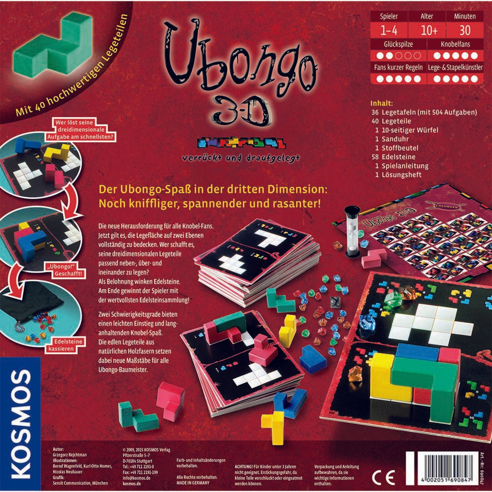 KOSMOS Familienspiele Ubongo 3-D, Legespiel, Knobelspiel, Spiel, ab 10 Jahren, 690847