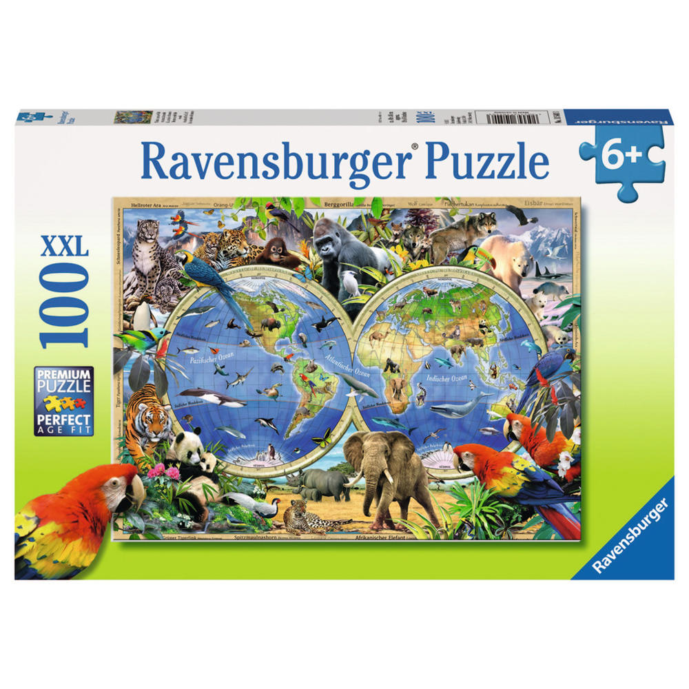 Ravensburger Puzzle Tierisch Um Die Welt, Kinderpuzzle, Legespiel, Kinder Spiel, Puzzlespiel, 100 Teile XXL, 10540 3 10540 3
