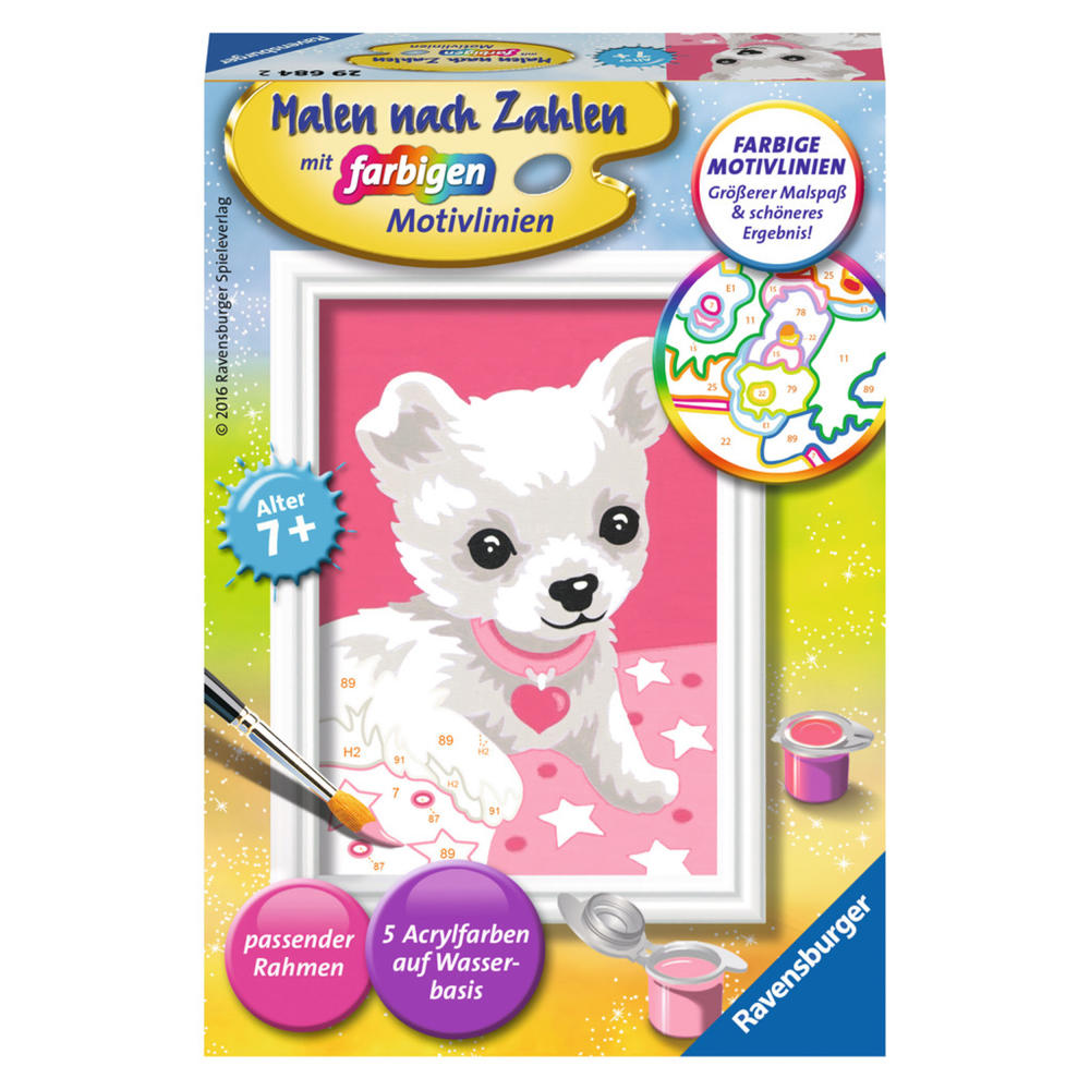 Ravensburger Malen Nach Zahlen Chihuahua, Mal Set, Malvorlage, Vorlage, Bild, Kinder, Farbige Motivlinien, 29684 2