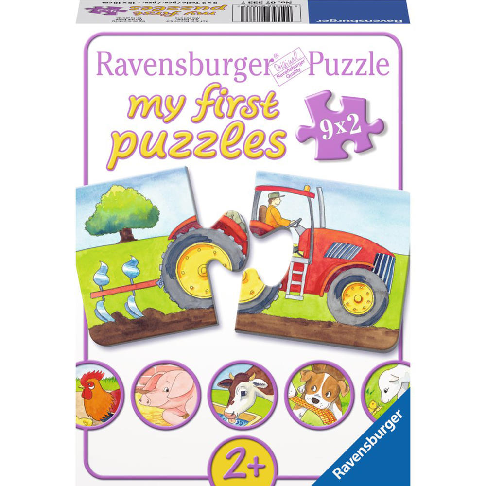 Ravensburger Puzzle Auf Dem Bauernhof, My First Puzzles, Kinderpuzzle, Legespiel, Kinder Spiel, Puzzlespiel, 2 Teile, 07333 7