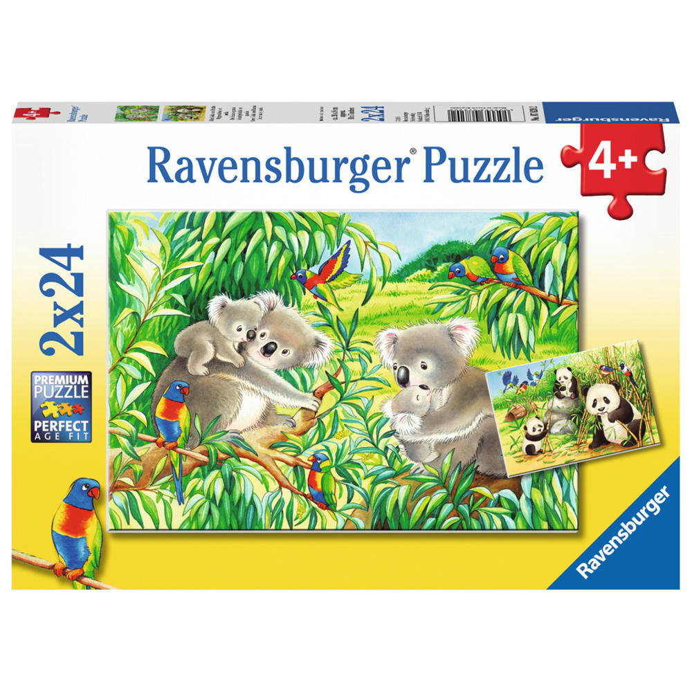 Ravensburger Puzzle Süße Koalas Und Pandas, Kinderpuzzle, Legespiel, Kinder Spiel, Puzzlespiel, Inklusive Mini-Poster, 2 x 24 Teile, 07820 2