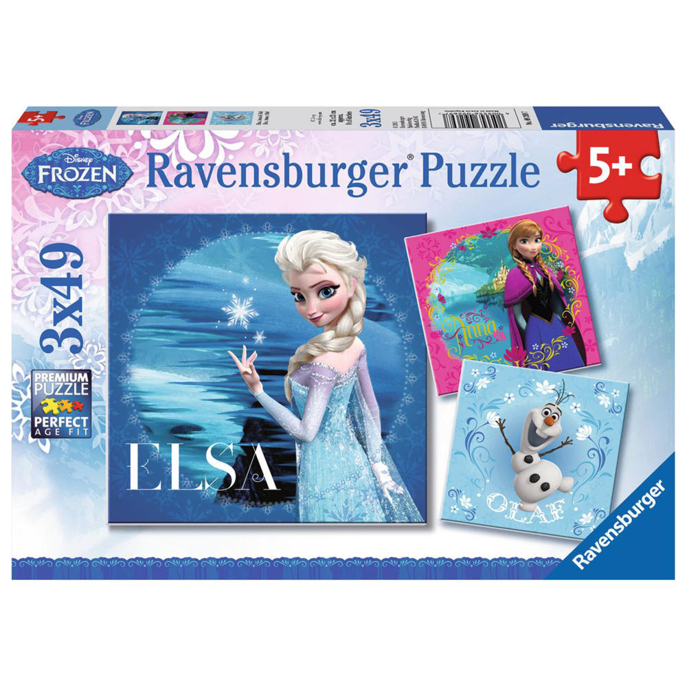 Ravensburger Puzzle Disney Frozen Elsa, Anna Und Olaf, Kinderpuzzle, Legespiel, Kinder Spiel, Puzzlespiel, Inklusive Mini-Poster, 3 x 49 Teile, 09269 7