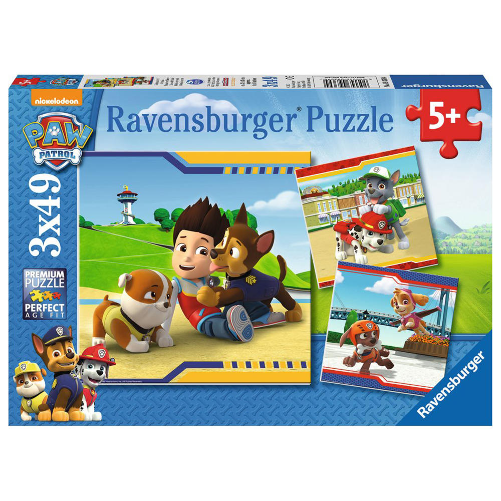 Ravensburger Puzzle Paw Patrol Helden Mit Fell , Kinderpuzzle, Legespiel, Kinder Spiel, Puzzlespiel, Inklusive Mini-Poster, 3 x 49 Teile, 09369 4