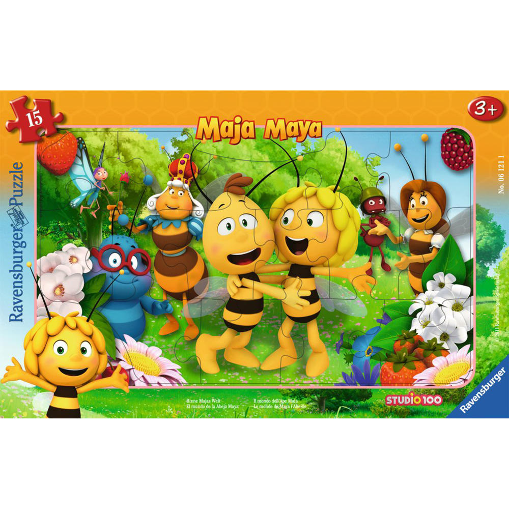 Ravensburger Puzzle Biene Majas Welt, Rahmenpuzzle, Kinderpuzzle, Legespiel, Kinder Spiel, Puzzlespiel, 15 Teile, 06121 1