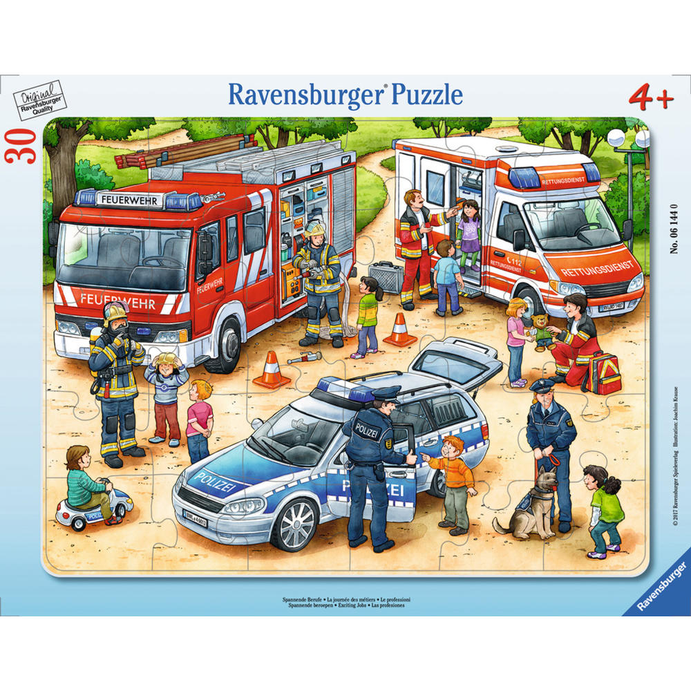 Ravensburger Puzzle Spannende Berufe, Rahmenpuzzle, Kinderpuzzle, Legespiel, Kinder Spiel, Puzzlespiel, 30 Teile, 06144 0