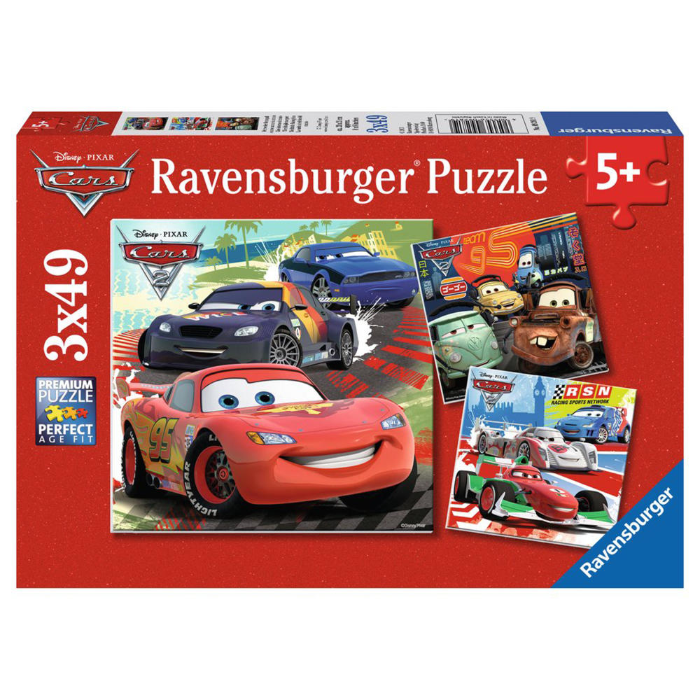 Ravensburger Puzzle Disney Cars Weltweiter Rennspaß, Kinderpuzzle, Legespiel, Kinder Spiel, Puzzlespiel, Inklusive Mini-Poster, 3 x 49 Teile, 09281 9