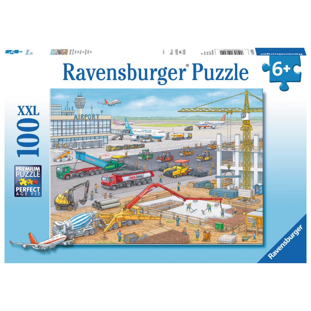 Ravensburger Puzzle Baustelle Am Flughafen, Kinderpuzzle, Legespiel, Kinder Spiel, Puzzlespiel, 100 Teile XXL, 10624 0