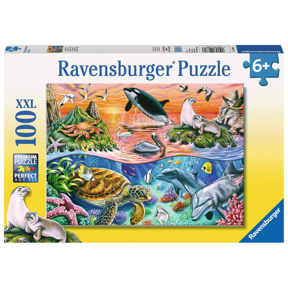 Ravensburger Puzzle Bunter Ozean, Kinderpuzzle, Legespiel, Kinder Spiel, Puzzlespiel, 100 Teile XXL, 10681 3