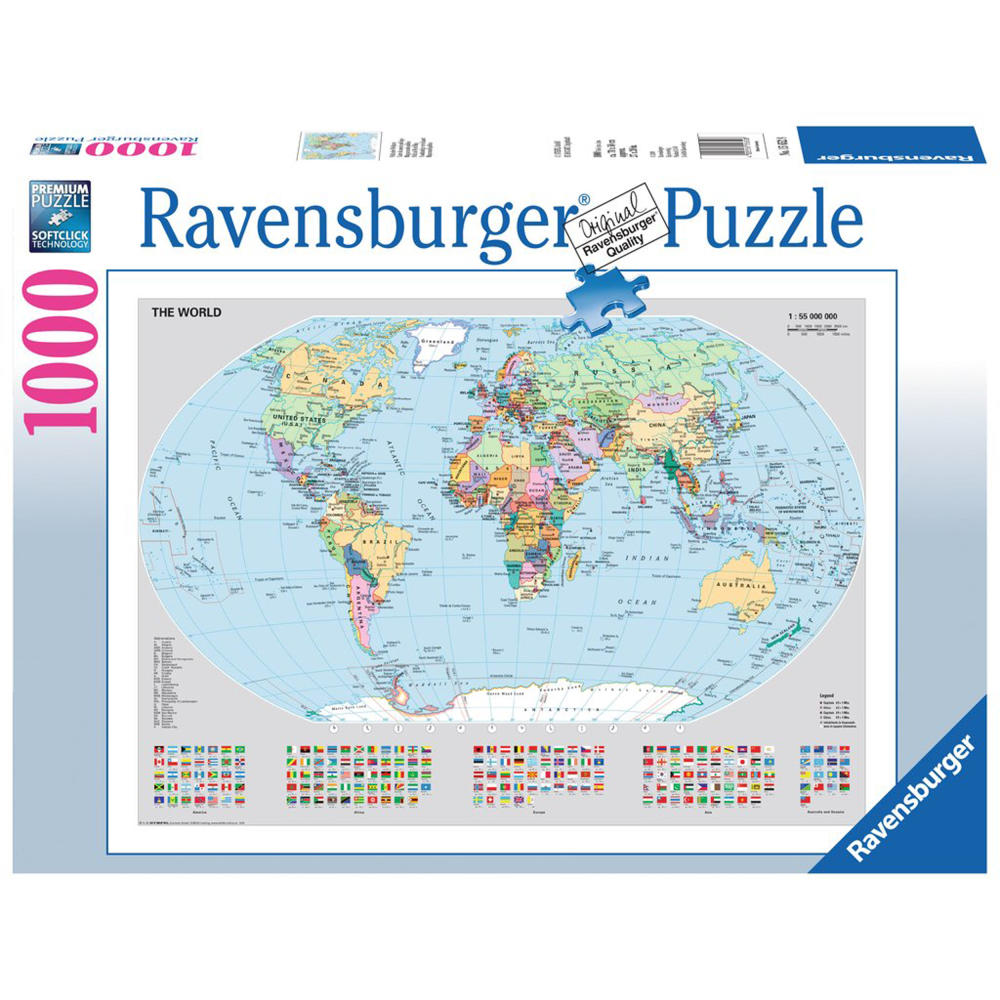 Ravensburger Puzzle Politische Weltkarte, Erwachsenenpuzzle, Erwachsenen Puzzles, Premiumpuzzle, Standardformat, 1000 Teile, 15652 8