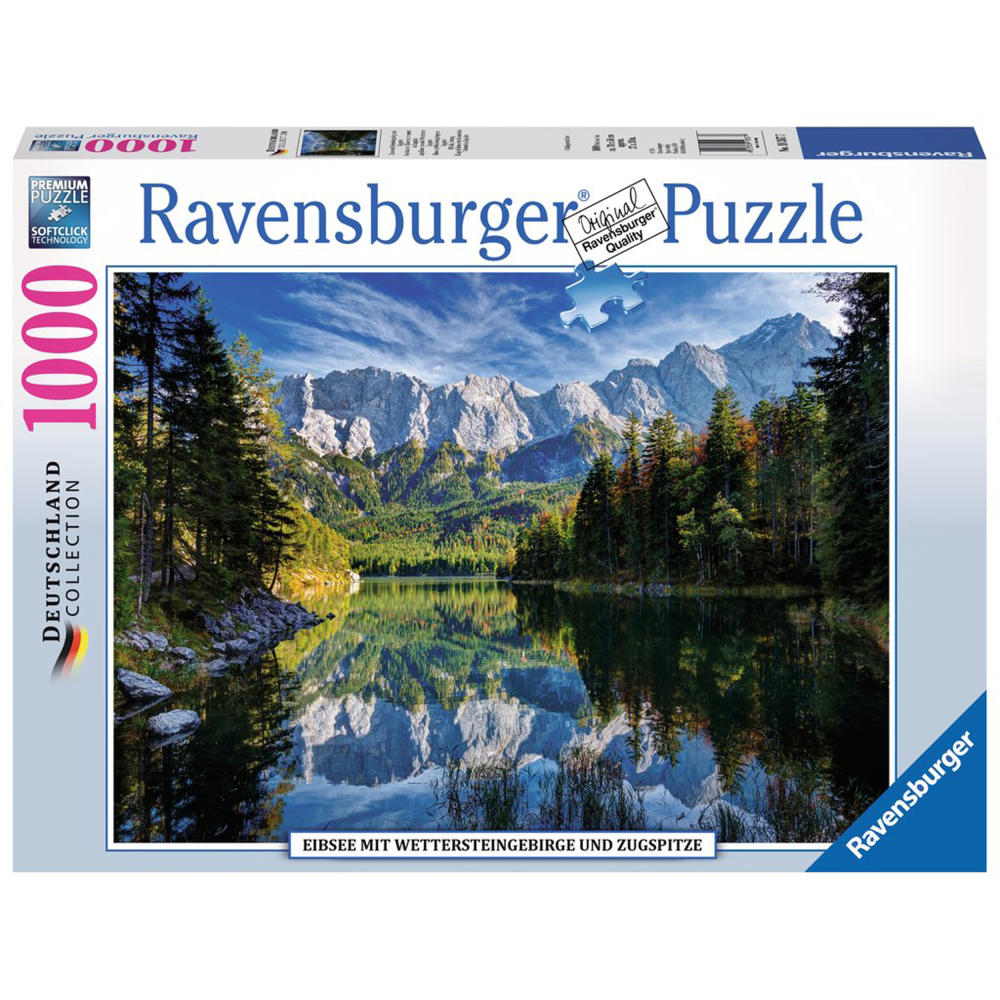 Ravensburger Puzzle Eibsee Mit Wettersteingebirge Und Zugspitze , Deutschland Collection, Erwachsenenpuzzle, Premiumpuzzle, Standardformat, 1000 Teile, 19367 7