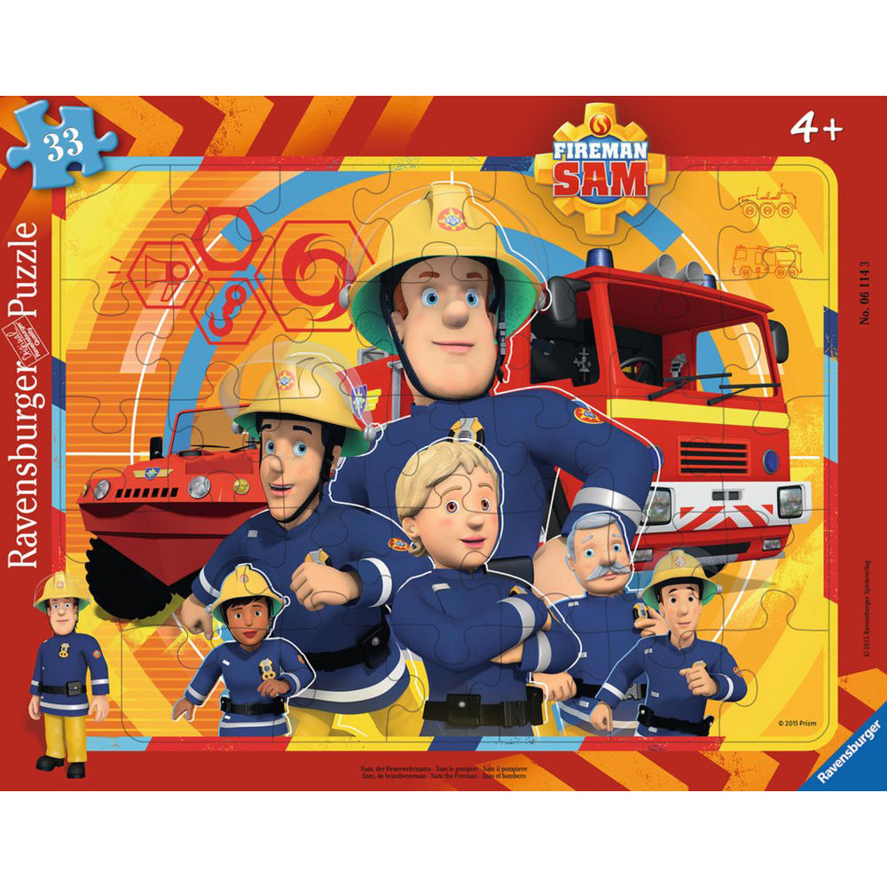 Ravensburger Puzzle Sam, Der Feuerwehrmann, Rahmenpuzzle, Kinderpuzzle, Legespiel, Kinder Spiel, Puzzlespiel, 33 Teile, 06114 3