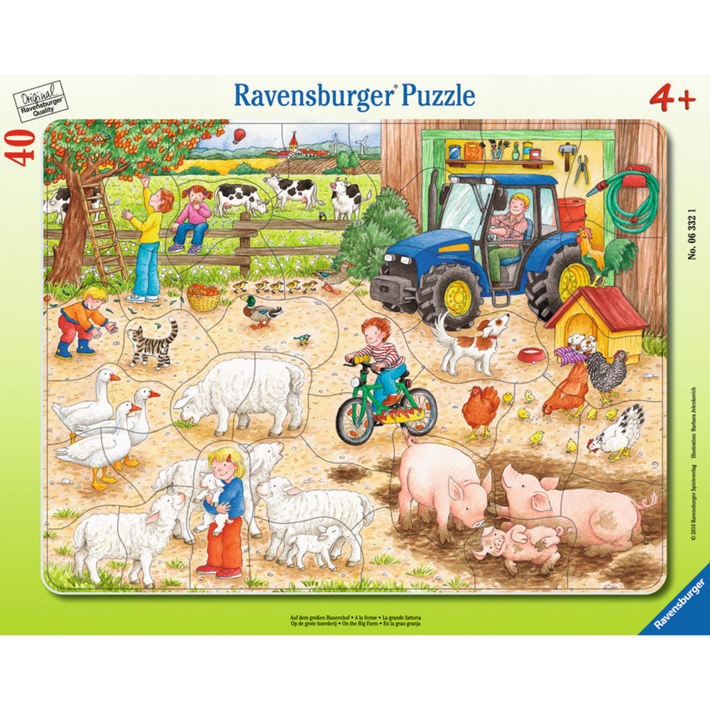 Ravensburger Puzzle Auf Dem Großen Bauernhof, Rahmenpuzzle, Kinderpuzzle, Legespiel, Kinder Spiel, Puzzlespiel, 40 Teile, 06332 1