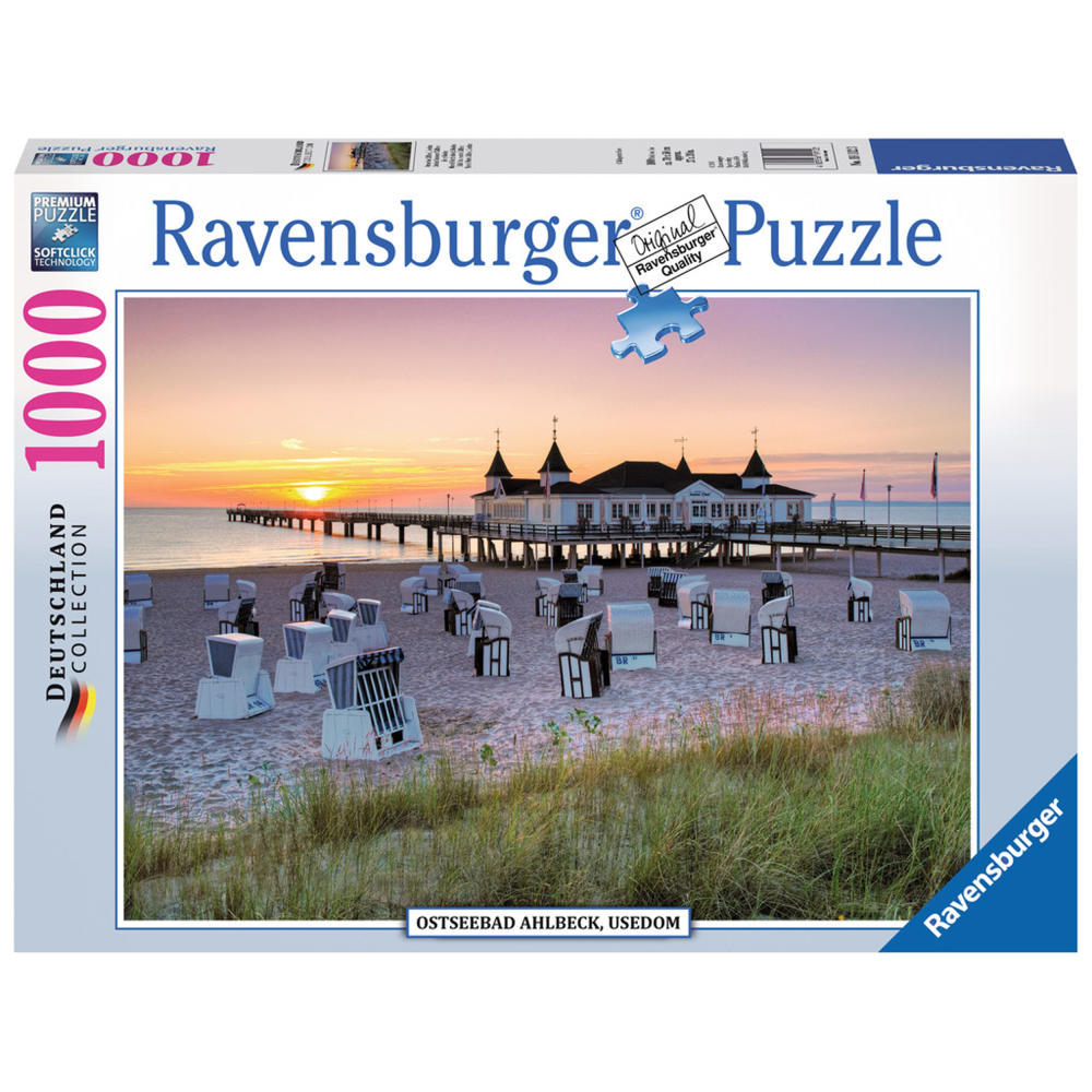 Ravensburger Puzzle Ostseebad Ahlbeck Usedom, Deutschland Collection, Erwachsenenpuzzle, Premiumpuzzle, Standardformat, 1000 Teile, 19112 3
