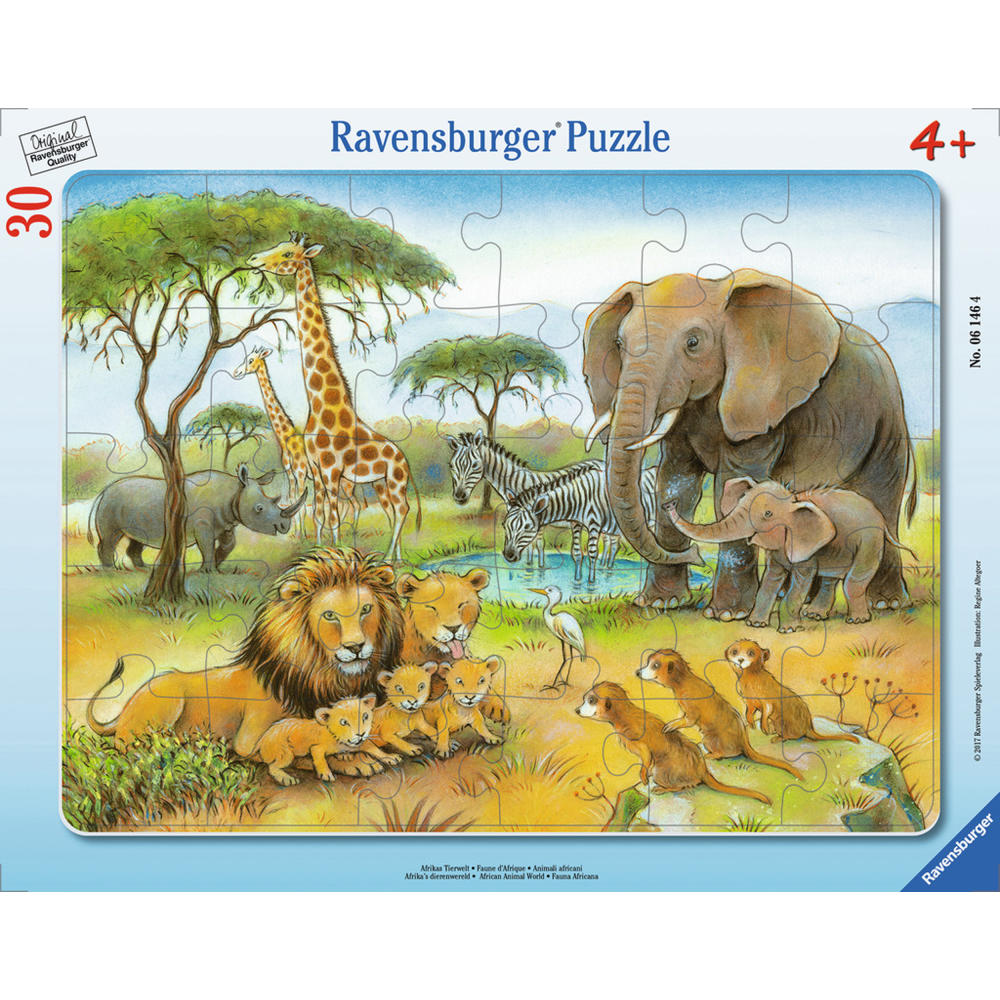 Ravensburger Puzzle Afrikas Tierwelt, Rahmenpuzzle, Kinderpuzzle, Legespiel, Kinder Spiel, Puzzlespiel, 30 Teile, 06146 4