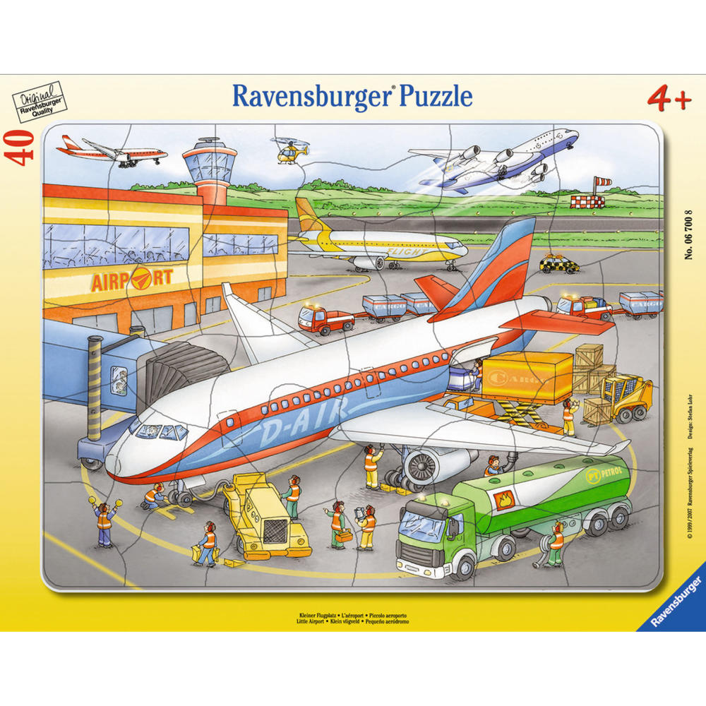 Ravensburger Puzzle Kleiner Flugplatz, Rahmenpuzzle, Kinderpuzzle, Legespiel, Kinder Spiel, Puzzlespiel, 40 Teile, 06700 8
