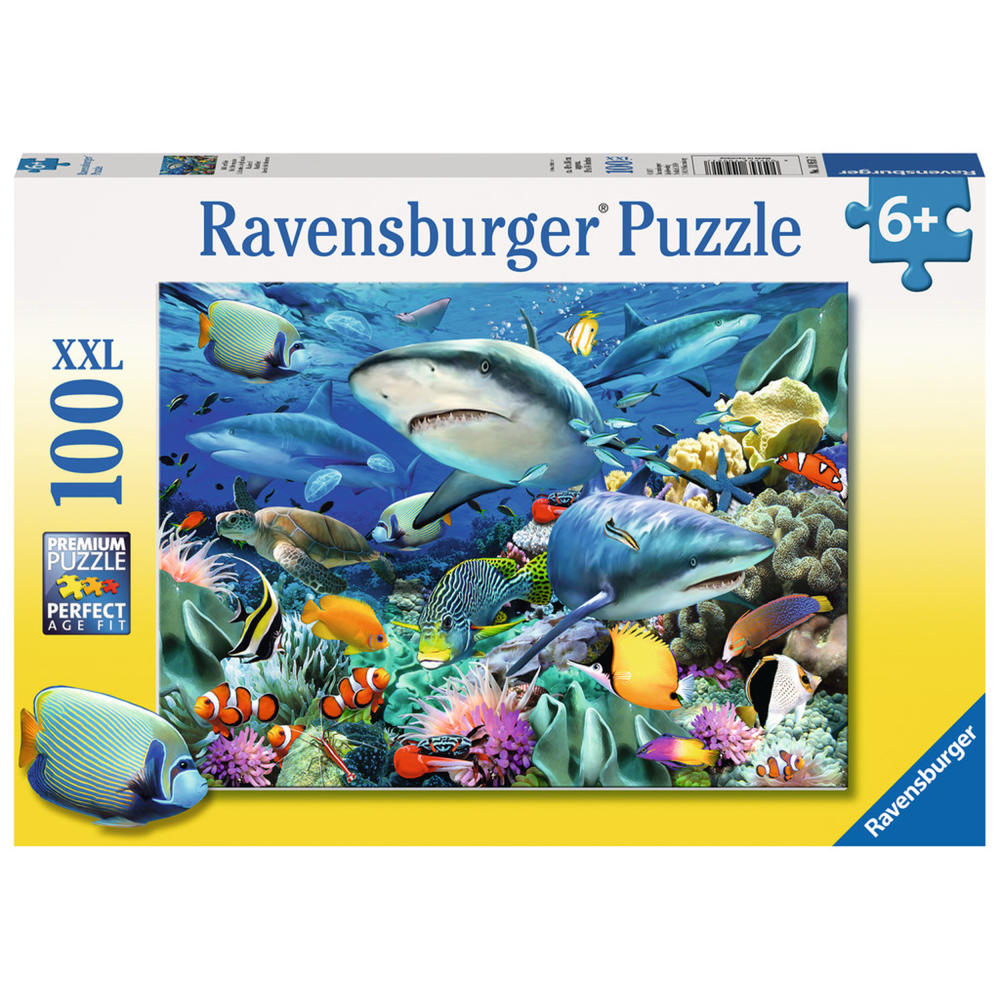 Ravensburger Puzzle Riff Der Haie, Kinderpuzzle, Legespiel, Kinder Spiel, Puzzlespiel, 100 Teile XXL, 10951 7