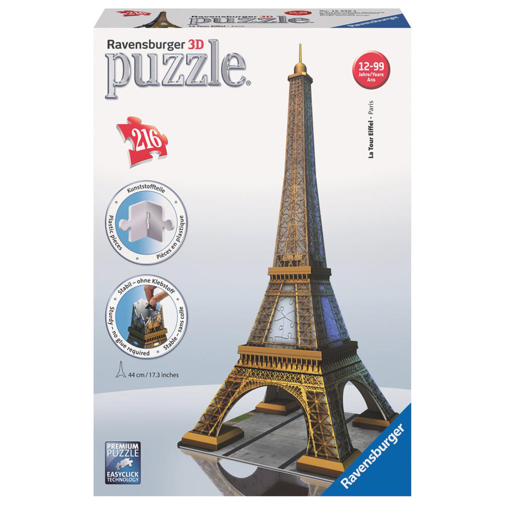 Ravensburger 3D Puzzle Bauwerke Eiffelturm, Kinderpuzzle, Erwachsenenpuzzle, Legespiel, Puzzlespiel, Easy Click Technology, 216 Teile, 12556 2