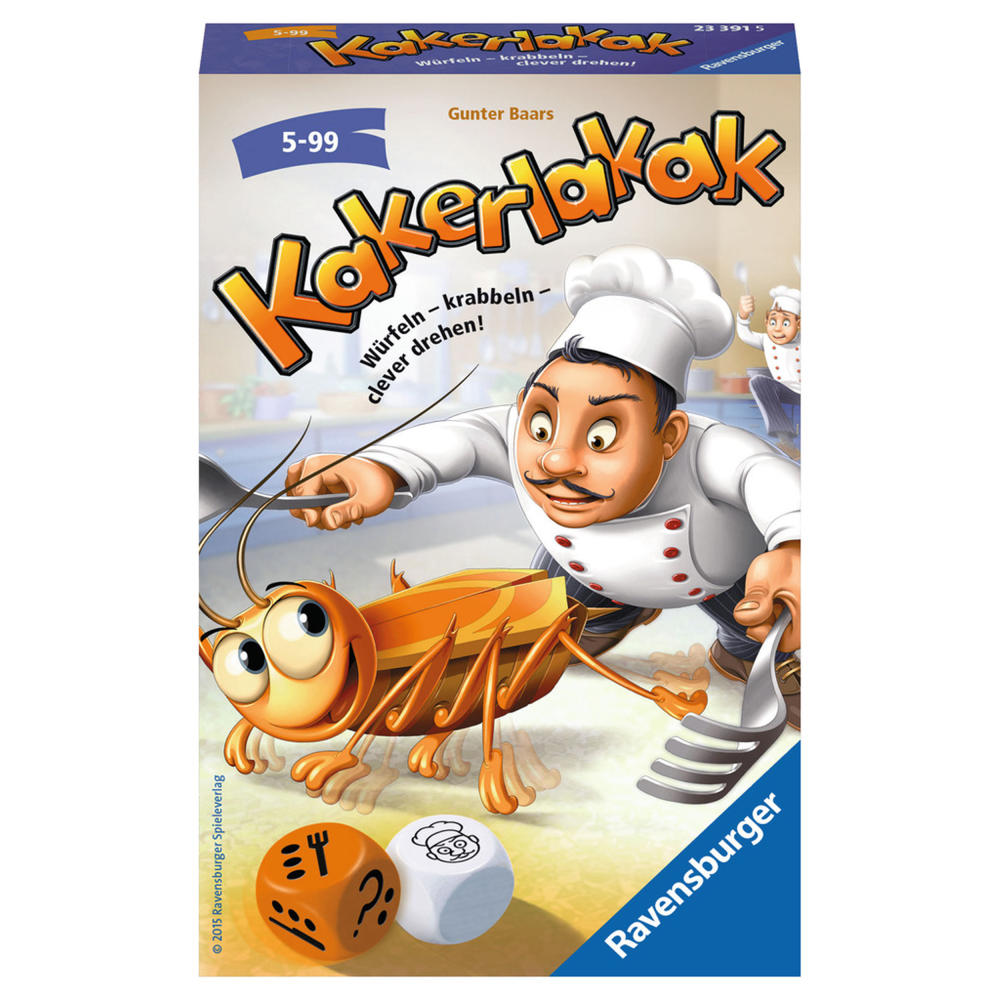 Ravensburger Mitbringspiele Kakerlakak, Schnelligkeitsspiel, Würfelspiel, Aktionsspiel, Kinderspiel, Kinder Spiel, 23391 5