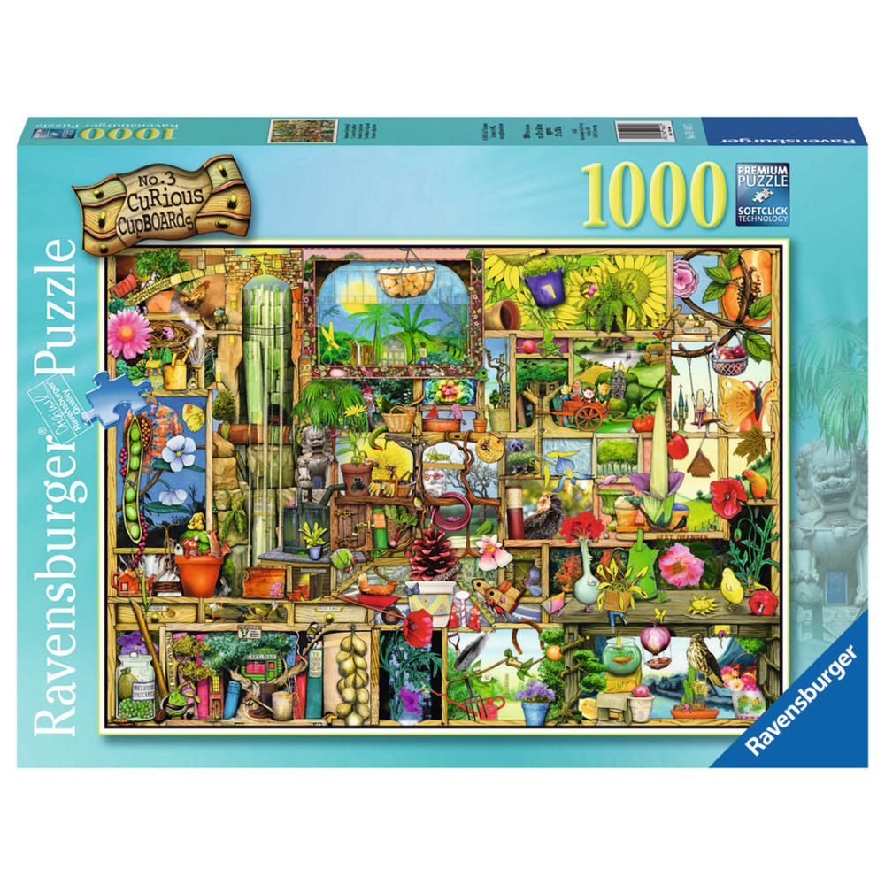 Ravensburger Puzzle Grandioses Gartenregal, Colin Thompson Art Series, Erwachsenenpuzzle, Premiumpuzzle, Standardformat, 1000 Teile, 19482 7