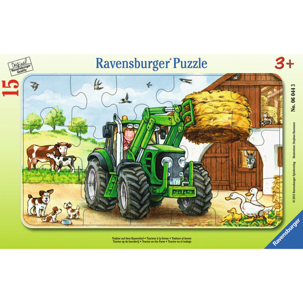 Ravensburger Puzzle Traktor Auf Dem Bauernhof, Rahmenpuzzle, Kinderpuzzle, Legespiel, Kinder Spiel, Puzzlespiel, 15 Teile, 06044 3