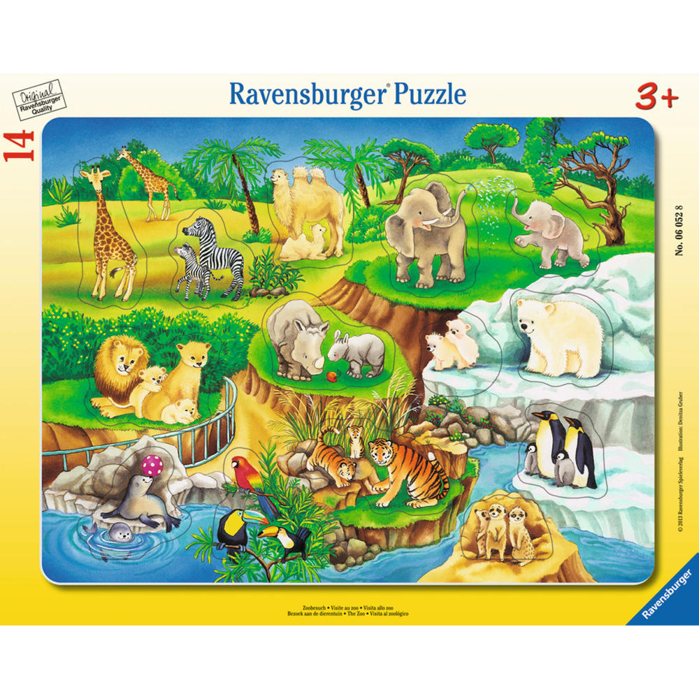 Ravensburger Puzzle Zoobesuch, Kinderpuzzle, Legespiel, Kinder Spiel, Puzzlespiel, 14 Teile, 06052 8