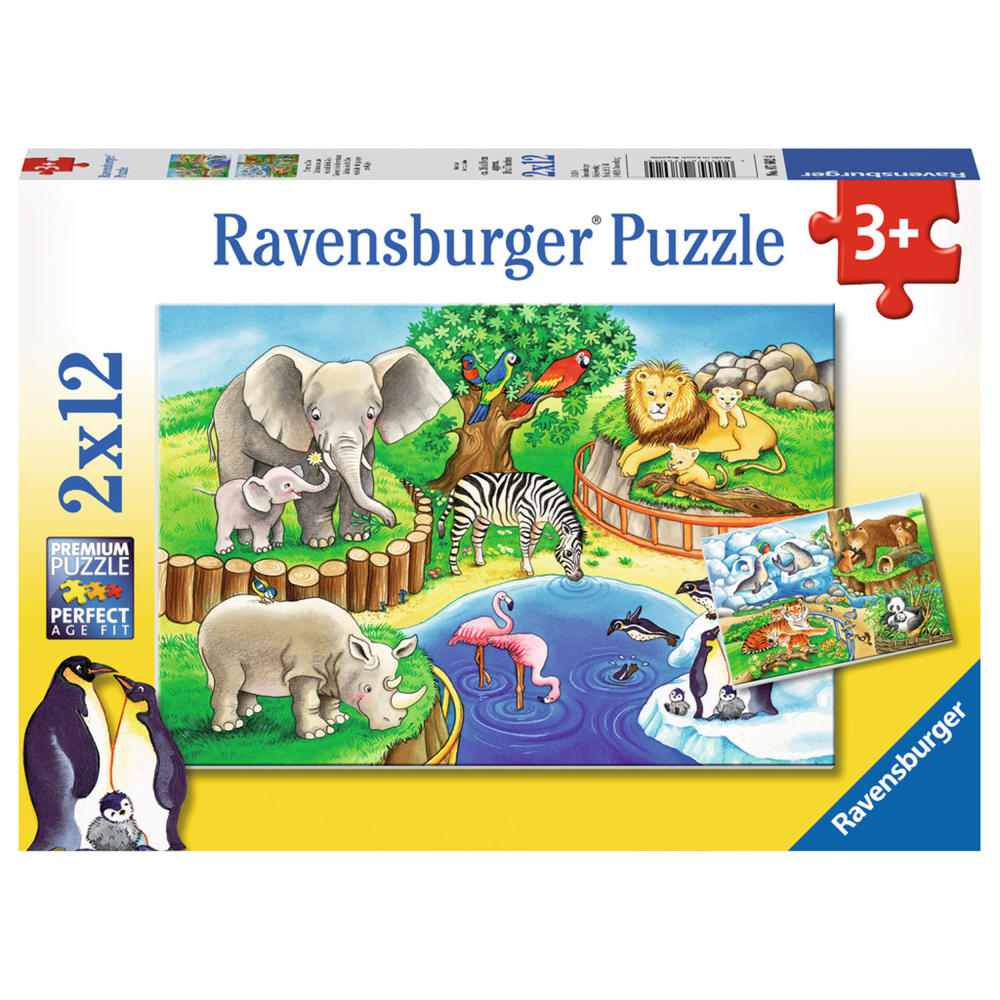 Ravensburger Puzzle Tiere Im Zoo, Kinderpuzzle, Legespiel, Kinder Spiel, Puzzlespiel, Inklusive Mini-Poster, 12 Teile, 07602 4
