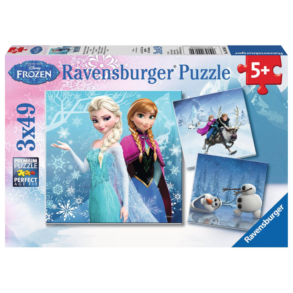 Ravensburger Puzzle Disney Frozen Abenteuer Im Winterland , Kinderpuzzle, Legespiel, Kinder Spiel, Puzzlespiel, Inklusive Mini-Poster, 3 x 49 Teile, 09264 2