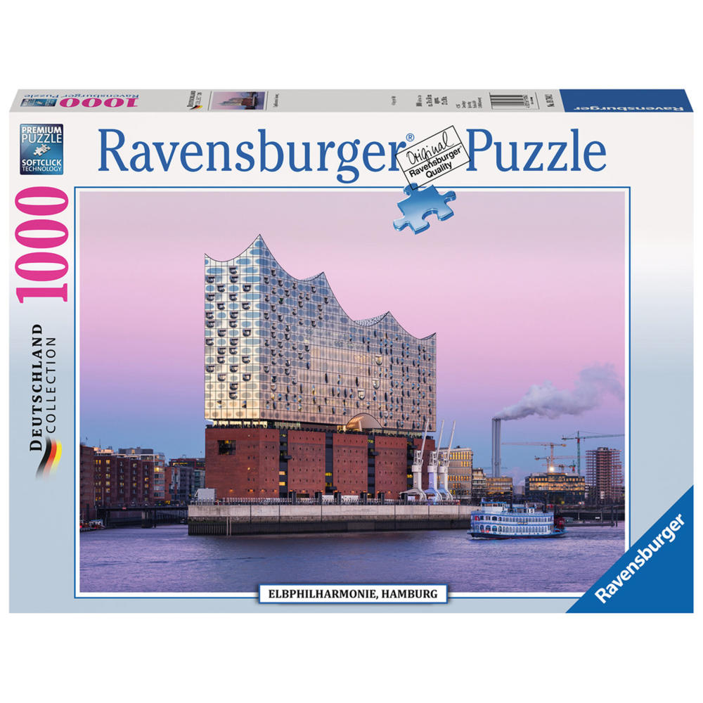 Ravensburger Puzzle Elbphilharmonie Hamburg, Deutschland Collection, Erwachsenenpuzzle, Premiumpuzzle, Standardformat, 1000 Teile, 19784 2