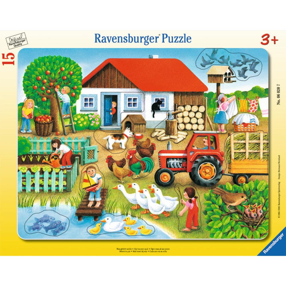 Ravensburger Puzzle Was Gehört Wohin•, Rahmenpuzzle, Kinderpuzzle, Legespiel, Kinder Spiel, Puzzlespiel, 15 Teile, 06020 7
