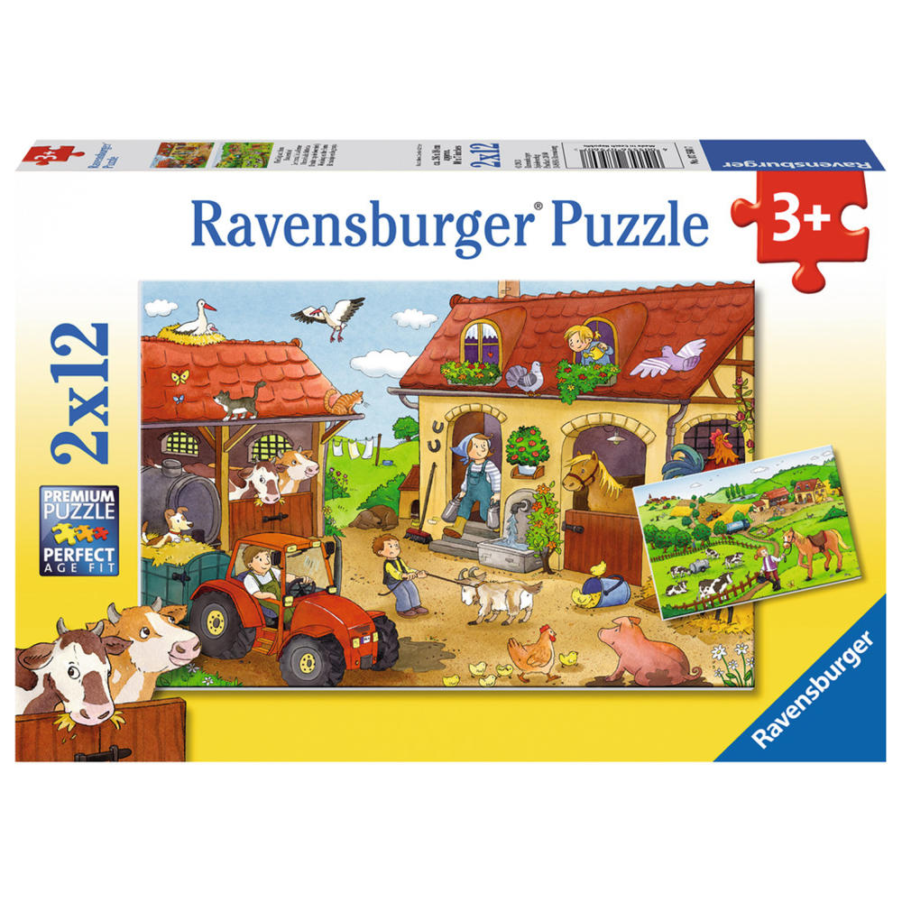 Ravensburger Puzzle Fleißig Auf Dem Bauernhof, Kinderpuzzle, Legespiel, Kinder Spiel, Puzzlespiel, Inklusive Mini-Poster, 12 Teile, 07560 7