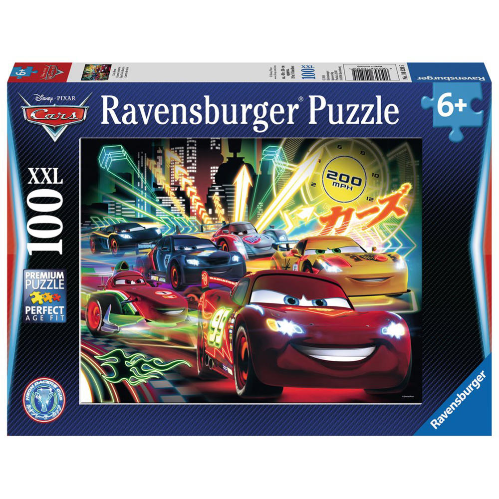 Ravensburger Puzzle Disney Cars: Neon, Kinderpuzzle, Legespiel, Kinder Spiel, Puzzlespiel, 100 Teile XXL, 10520 5 10520 5