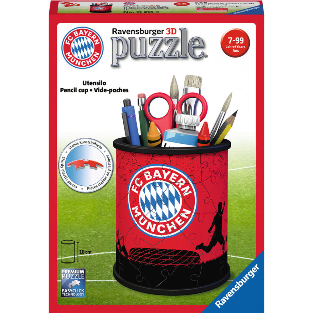 Ravensburger 3D Puzzle Organizer Utensilo FC Bayern München, Puzzle-Sonderformen, Stiftebox, Kinderpuzzle, Erwachsenenpuzzle, Puzzlespiel, 54 Teile, 11215 9