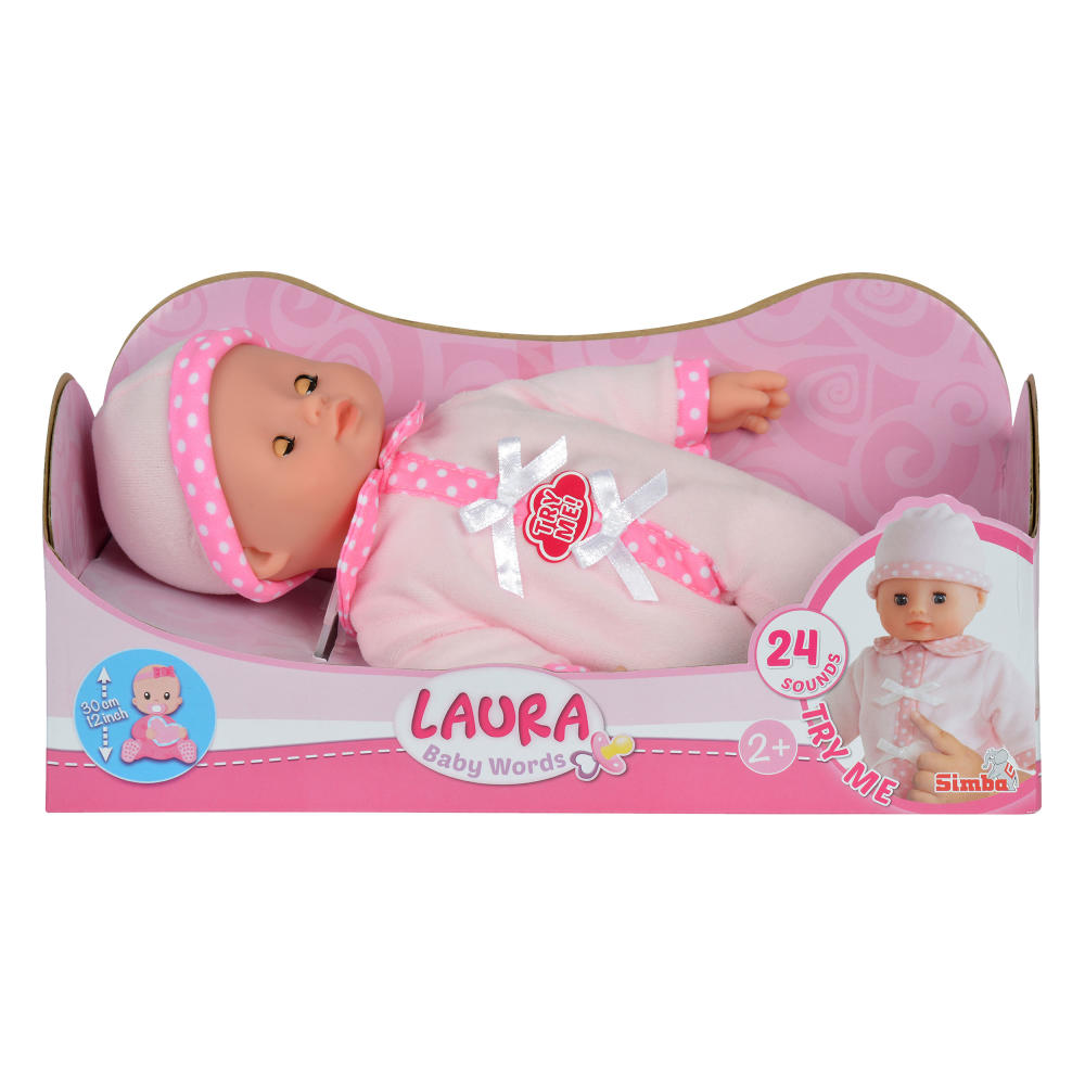 Simba ML Laura Baby Words Weichkörperpuppe, Baby Puppe, Babypuppe, Sprechfunktion, 30 cm, 105140010