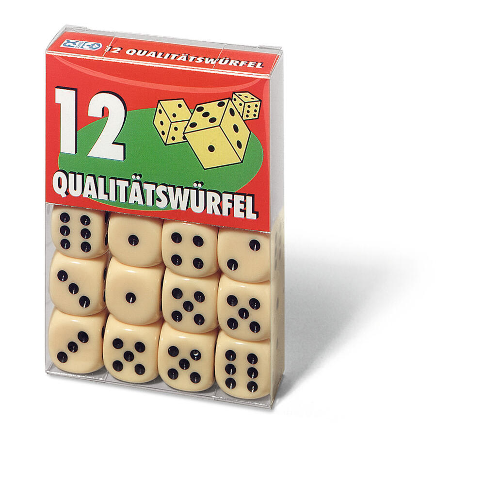 Ravensburger Würfel, 12er Set, Qualitätswürfel, Würfelspiel, Zubehör, Spielzubehör, Klarsichtbox, 27097 2
