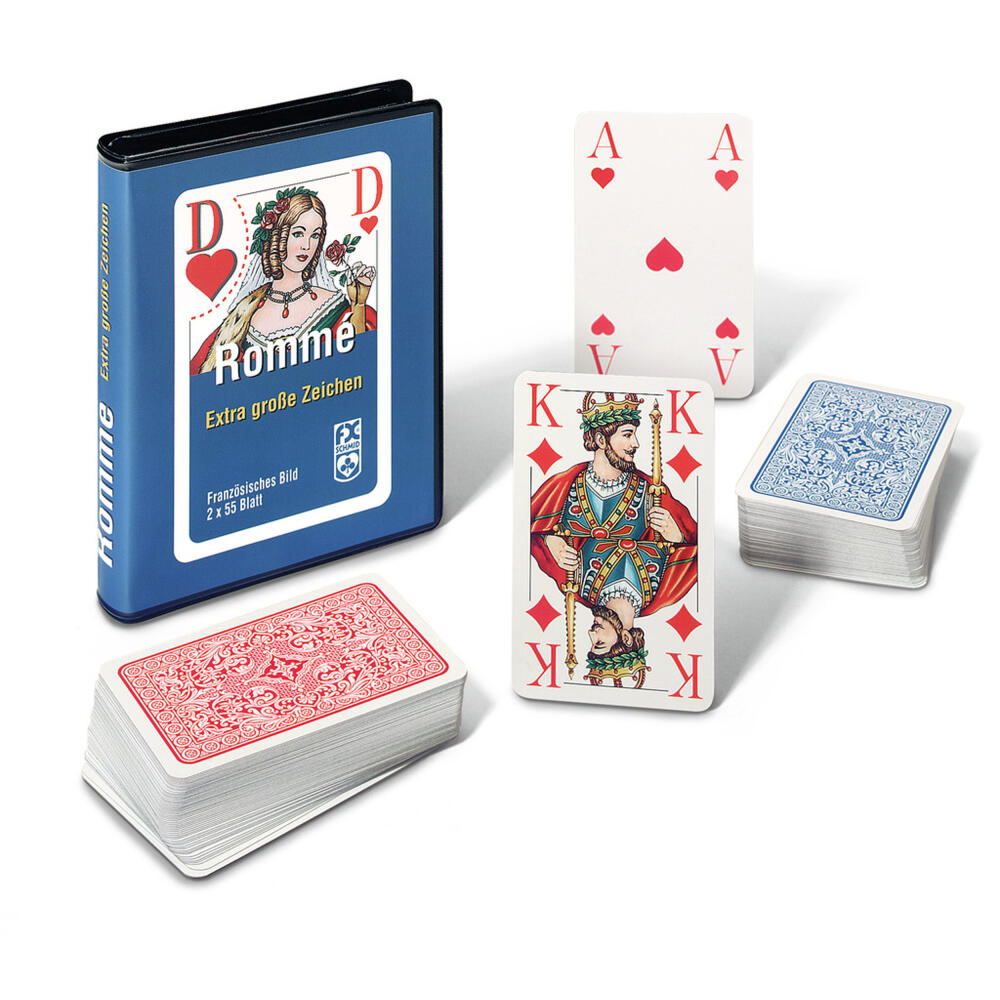 Ravensburger FX Schmid Rommé / Canasta / Bridge Große Eckzeichen, Traditionelle Spielkarten, Kartenspiel, Karten Spiel, Kartenspiele, Folien-Etui, 27074 3