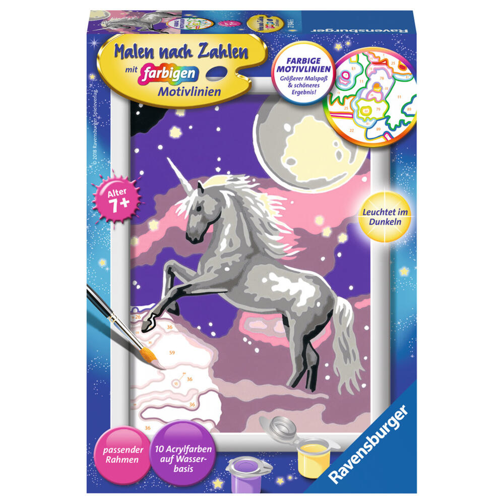 Ravensburger Malen Nach Zahlen Einhorn, Mal Set, Malvorlage, Vorlage, Bild, Kinder, Farbige Motivlinien, 27846 6